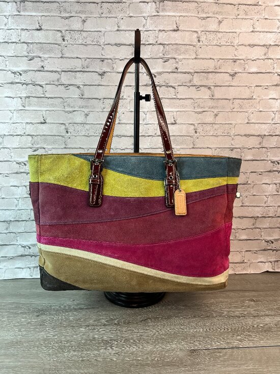 Coach Handbags - rare Coach Limited Edition Large Wave Multicolor Suede Gallery Tote Bag 1434